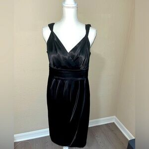 London Times Black Satin Cocktail Dress